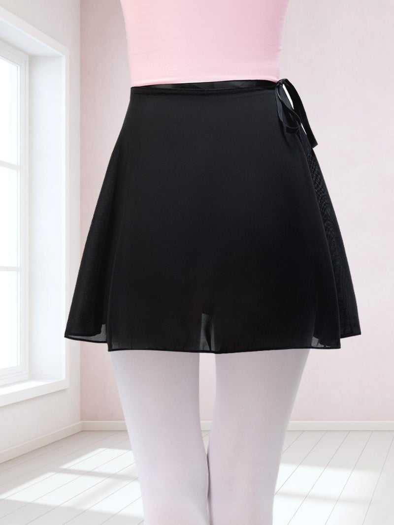 Soudittur Ballet Wrap Skirts Chiffon Dance Skirt for Toddler/Girls/Women (Black, Large) - Image 2