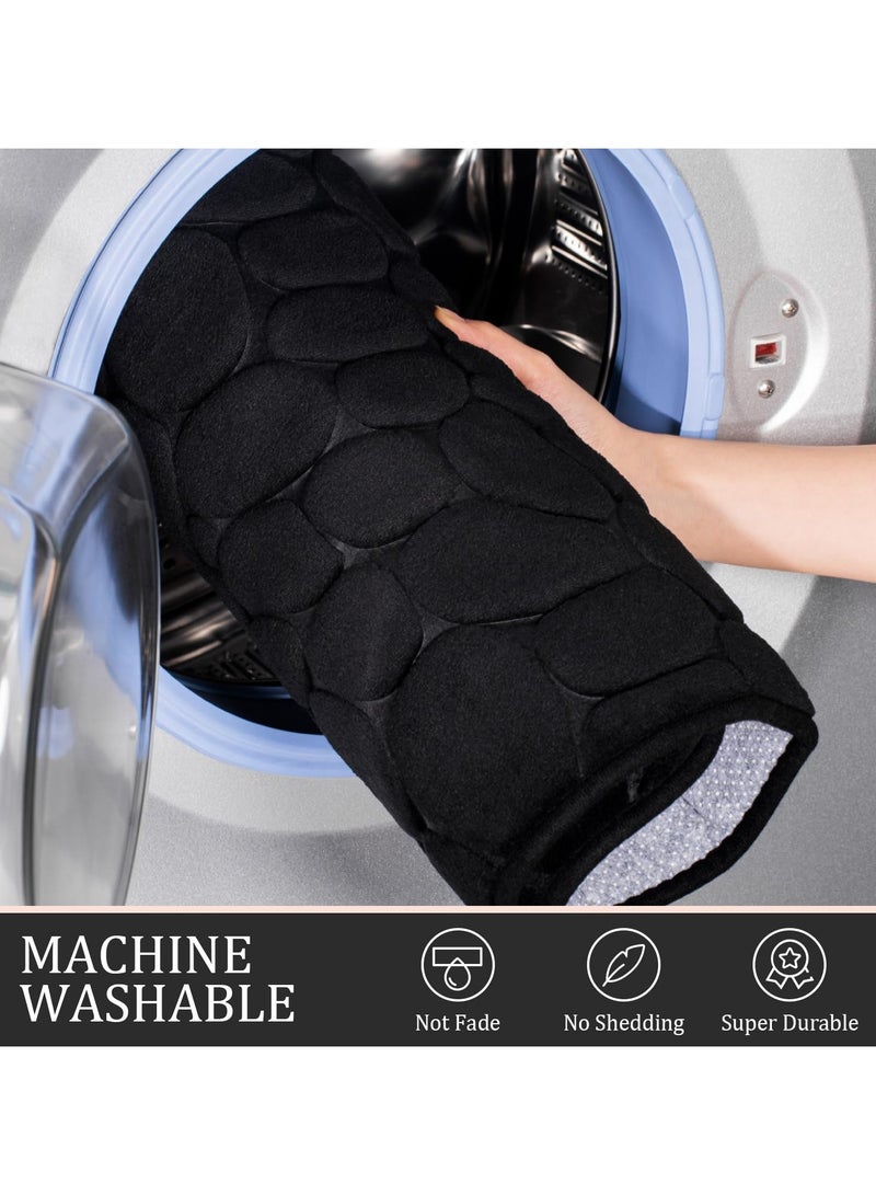 XiuWoo Bathroom Rugs Sets 3 Piece, Cobblestone Memory Foam Bathroom Mats Set Extra Thick, Non Slip Bath Mats for Bathroom, Water Absorbent, Washable Black Bath Rugs for Tub, Toilet and Floor - Image 5