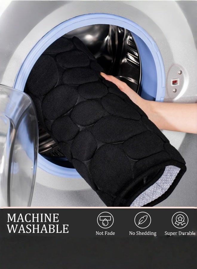 شو وو مجموعات سجاد الحمام 3 قطع ، حصاة ميموري فوم الحصى الحصير مجموعة حصائر حمام سميكة للغاية ، غير قابلة للانزلاق للحمام ، ماصة للماء ، سجاد حمام أسود قابل للغسل للحوض والمرحاض والأرضية - Image 5