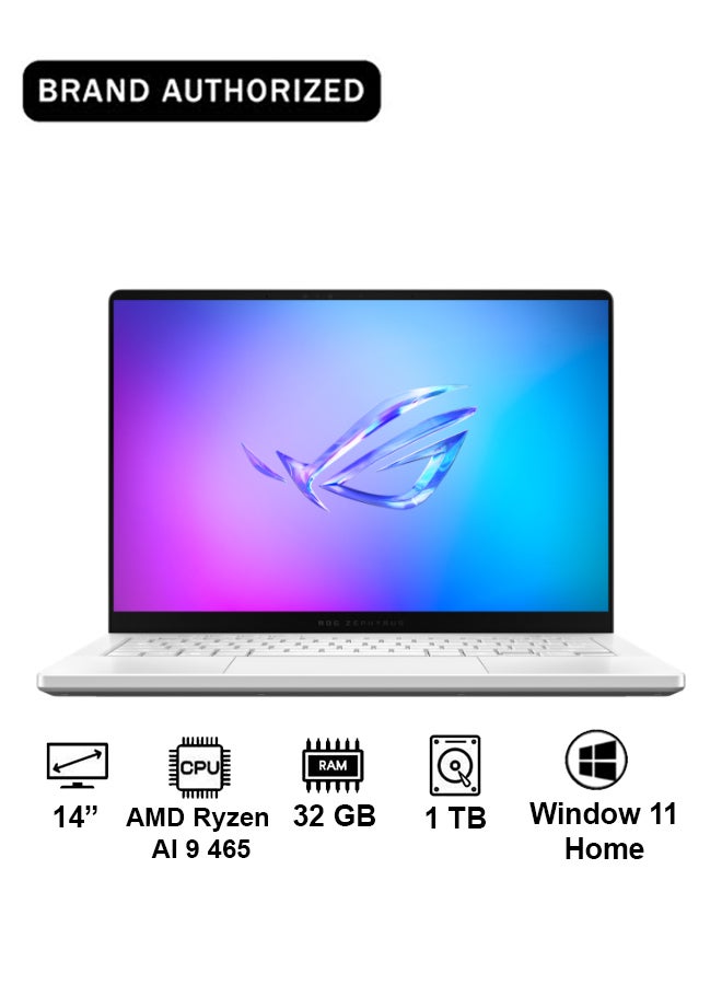 ASUS ROG Zephyrus G14 (2026) GA403 Laptop With 14-Inch Display, AMD Ryzen™ AI 9 465 Processor/32GB RAM/1TB SSD/NVIDIA® GeForce RTX™ 5060/Windows 11 Home English Platinum White - Image 1