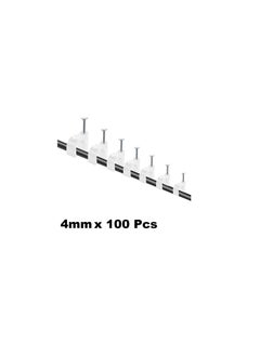 Generic Electrical Cable Wire Round Clips, Steel Nails Tacks Holder for Organizing Electric Wires Cables Lines - White (4mm - 100Pcs)  - Image 3
