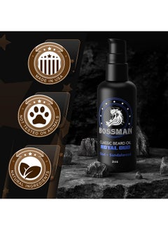 bossman 2Oz Natural Beard Oil With Jojoba, Argan, Avocado Oil, Scent (Royal Oud) 