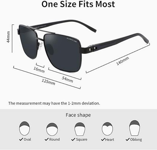 PUKCLAR Pilot Men Polarized Sunglasses Lightweight Rectangular Sunglasses for Man Women with UV400 Protection for Driving Golf - Image 4