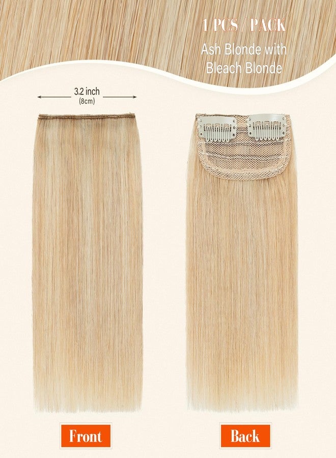 S-noilite Short Clip in Hair Extensions Human Hair 2PCS 2 Clips Clip in Hairpieces For Women Adding Volume 16g 4Inch-Ash Blonde/Bleach Blonde - Image 2