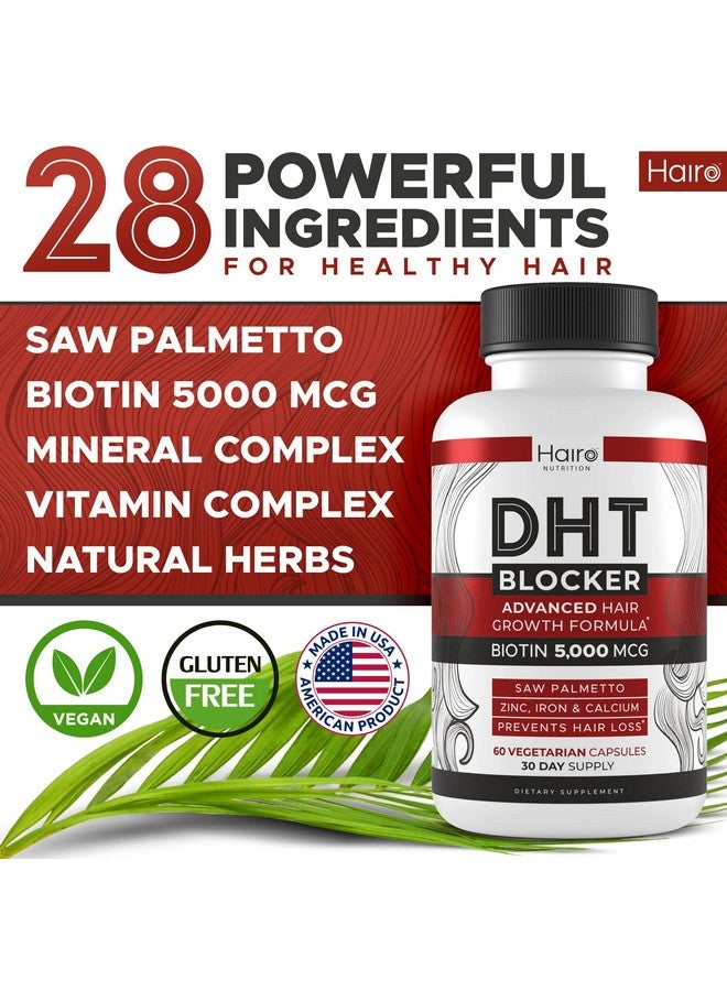 Hairo Nutrition مكمل نمو الشعر مانع DHT بيوتين عالي الفعالية ونخيل ساو بالميتو لنمو الشعر علاجات طبيعية لتساقط الشعر للنساء والرجال يساعد في تحفيز نمو بصيلات الشعر - Image 3