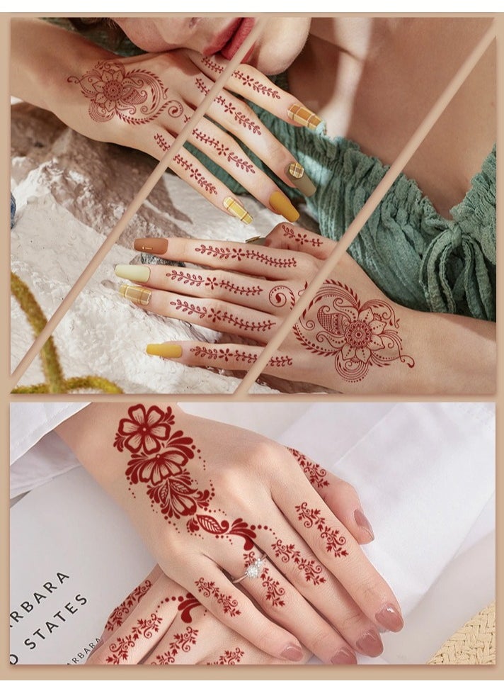 8 Sheets of New Red Henna Art Tattoo Stickers Full Hand Mehndi Design Waterproof Temporary Tattoos Ramadan Eid Gift - pzsku/ZED1480AFCA0EDFD5786DZ/45/_/1740605822/9f737dd5-2207-4f42-ae75-a3d411a3f655