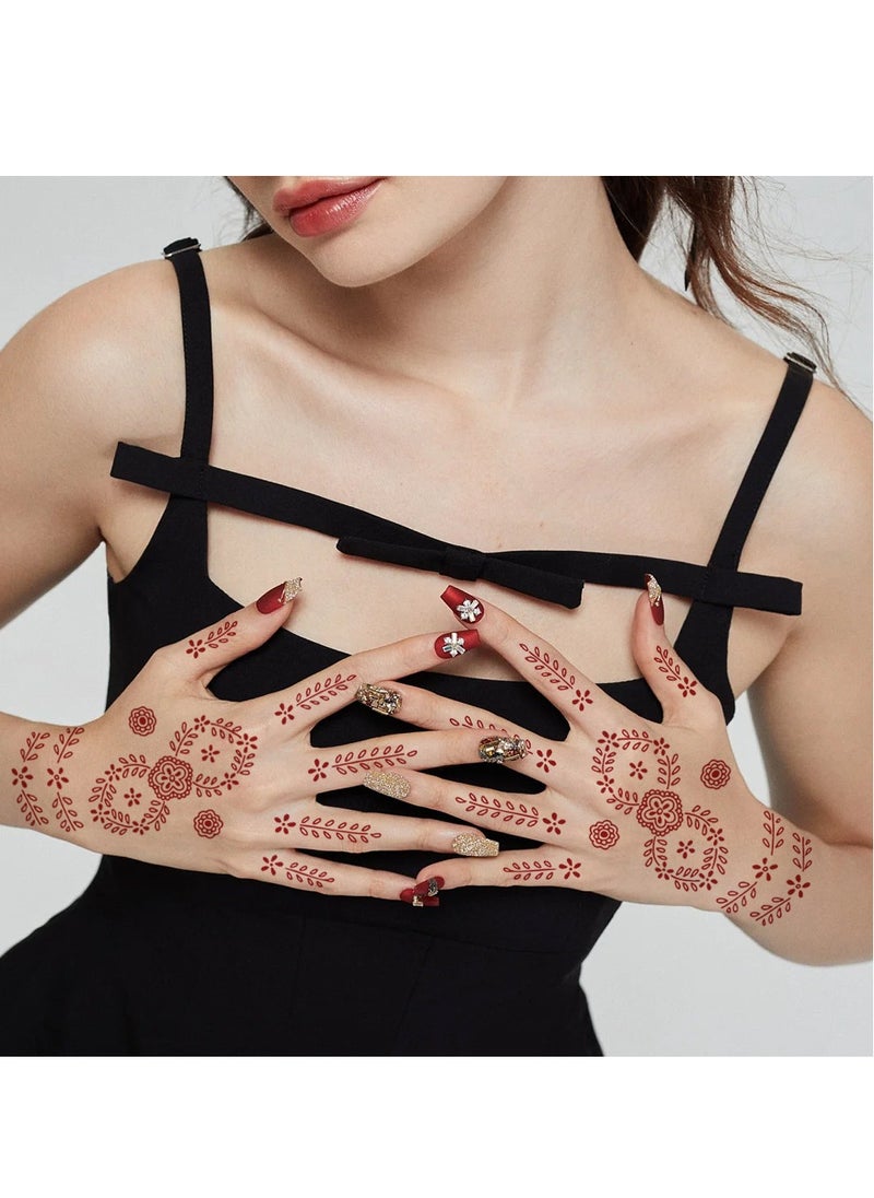 8 Sheets of New Red Henna Art Tattoo Stickers Full Hand Mehndi Design Waterproof Temporary Tattoos Ramadan Eid Gift - pzsku/ZED1480AFCA0EDFD5786DZ/45/_/1740605824/eeadf1c9-b50c-4c6c-ad6e-b7c74a1b58f8