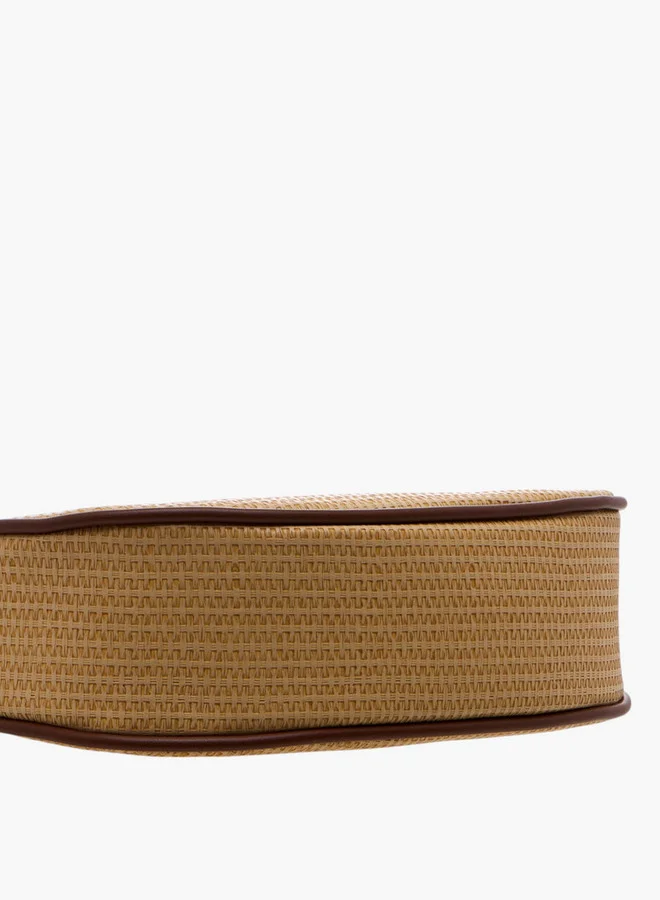 Flora Bella By Shoexpress Textured Shoulder Bag with Magnetic Button Closure