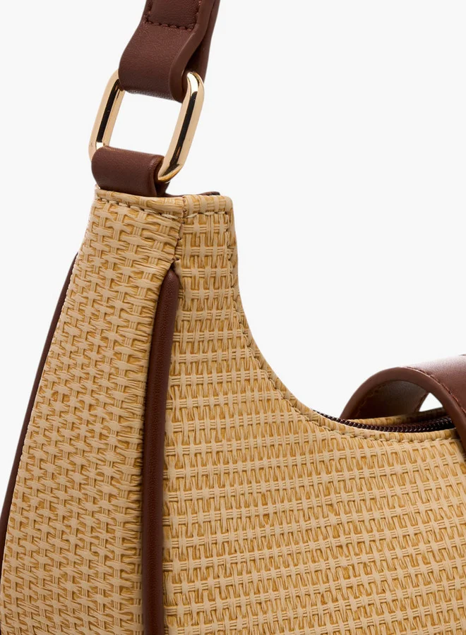 Flora Bella By Shoexpress Textured Shoulder Bag with Magnetic Button Closure
