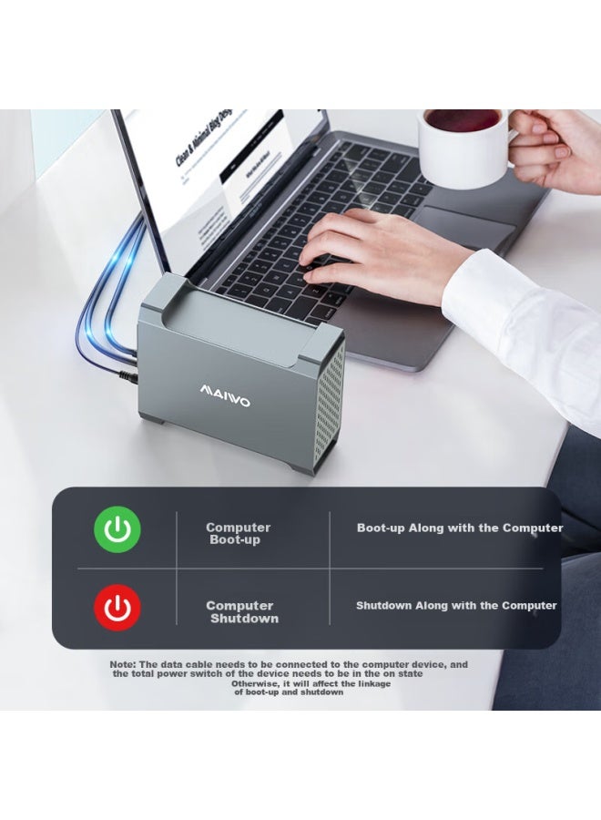 Maiwo K35282c Intelligent Temperature-controlled Hard Drive Enclosure Array Cabinet Linked Power On/off 3.5-inch Sata Interface Mechanical Hard Drive Daisy Chain Hard Drive Cabinet - Image 1