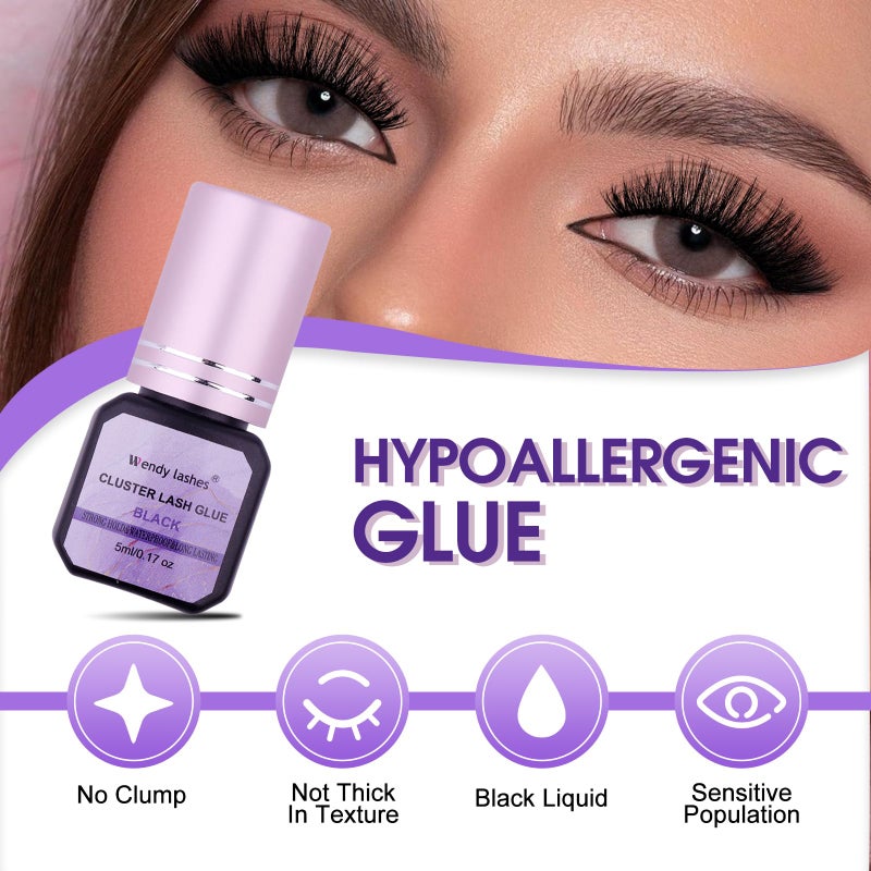 WENDY LASHES Cluster Lash Glue Black 2-3s Fast Drying,Long Lasting Strong Hold,Waterproof,DIY Individual lash Extension-glue by Wendy Lashesï¼ˆ5MLï¼‰ - Image 4