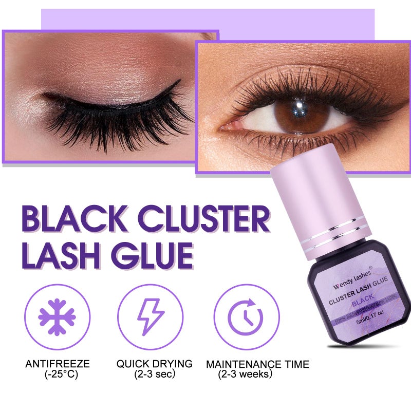 WENDY LASHES Cluster Lash Glue Black 2-3s Fast Drying,Long Lasting Strong Hold,Waterproof,DIY Individual lash Extension-glue by Wendy Lashesï¼ˆ5MLï¼‰ - Image 3