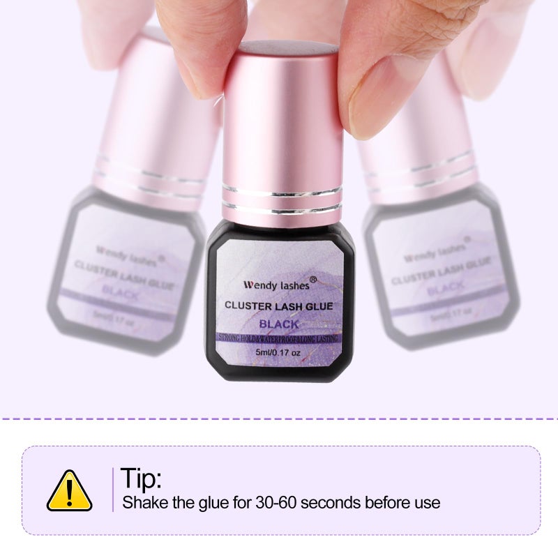 WENDY LASHES Cluster Lash Glue Black 2-3s Fast Drying,Long Lasting Strong Hold,Waterproof,DIY Individual lash Extension-glue by Wendy Lashesï¼ˆ5MLï¼‰ - Image 5