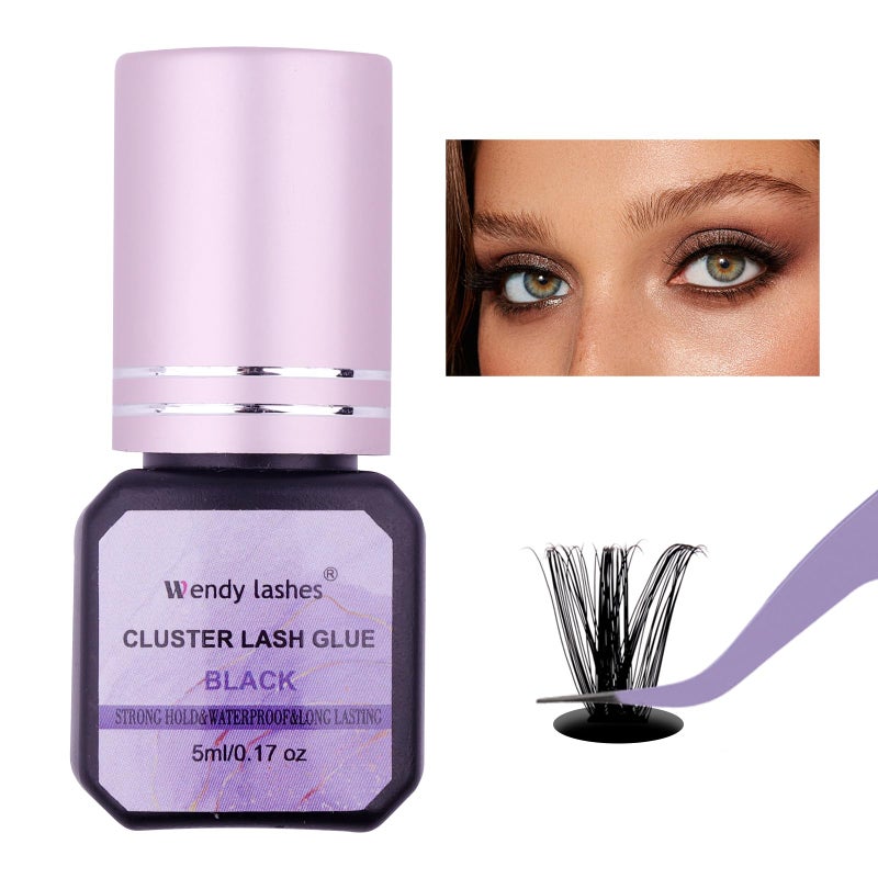 WENDY LASHES Cluster Lash Glue Black 2-3s Fast Drying,Long Lasting Strong Hold,Waterproof,DIY Individual lash Extension-glue by Wendy Lashesï¼ˆ5MLï¼‰ - Image 1