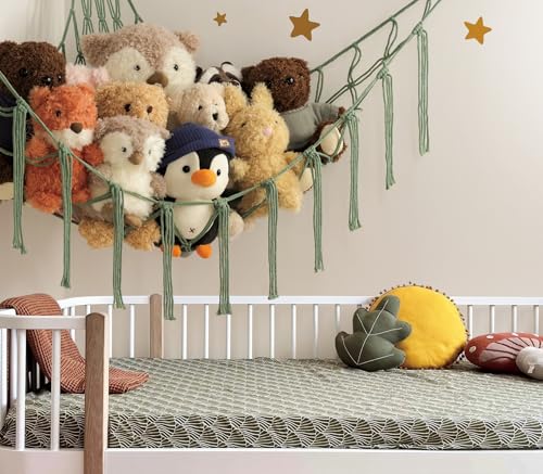 mirolam Stuffed Animal Hammock Large Stuffed Animal Net Corner Hanging Stuff Animal Storage Organizer For Plush Plushie Display Room Bedroom Boho Decor - Image 3