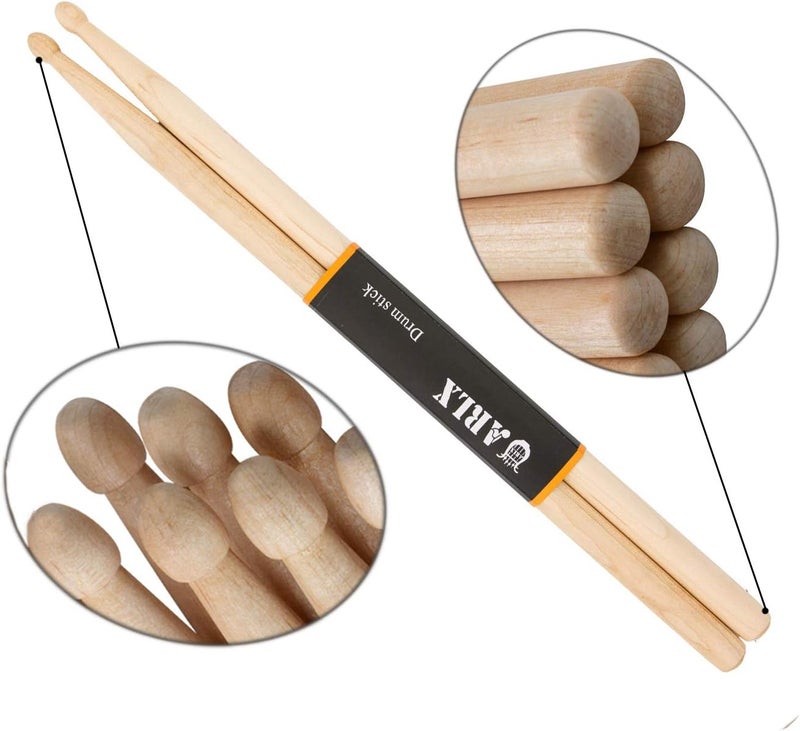 ARLX Drum Sticks 5A Wood Tip Drumstick (2 Pair Maple) - Image 3