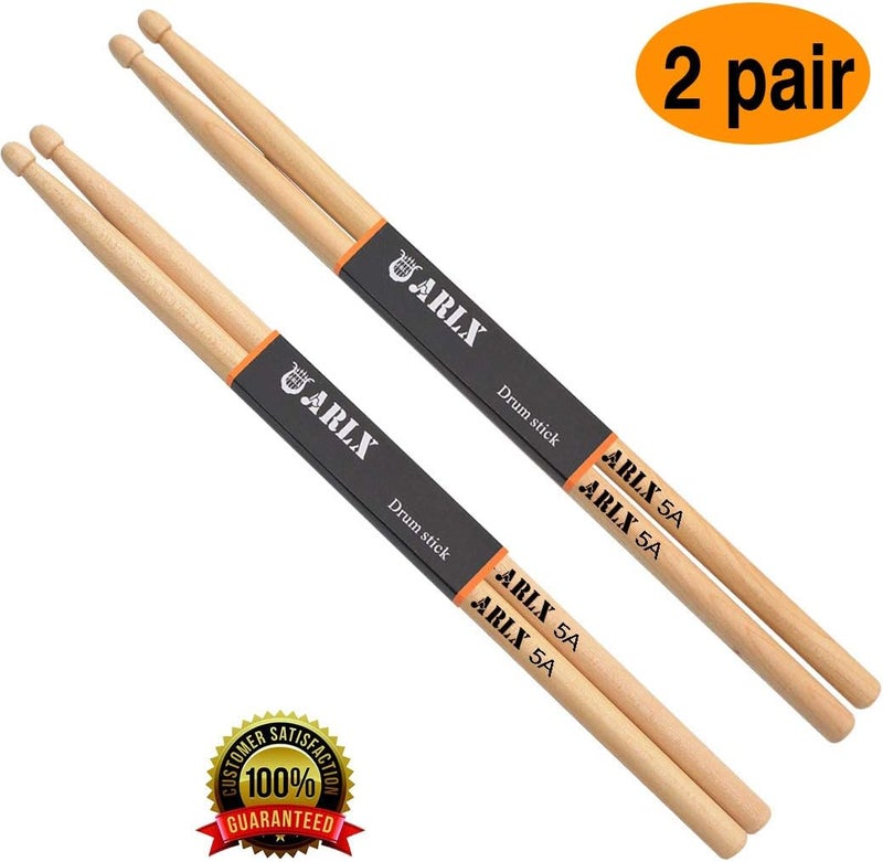 ARLX Drum Sticks 5A Wood Tip Drumstick (2 Pair Maple) - Image 2