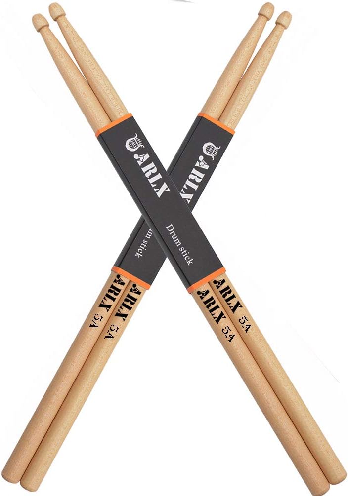 ARLX Drum Sticks 5A Wood Tip Drumstick (2 Pair Maple) - Image 1