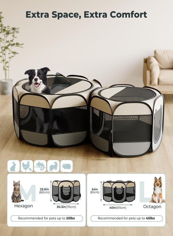 Petcozife Cat Playpen, 72"x 24" Large Portable Puppy Playpen, 2-Room Foldable Dog Playpen for Indoor Outdoor Dogs, Cats, Small Animals with Carrying Case - Image 2
