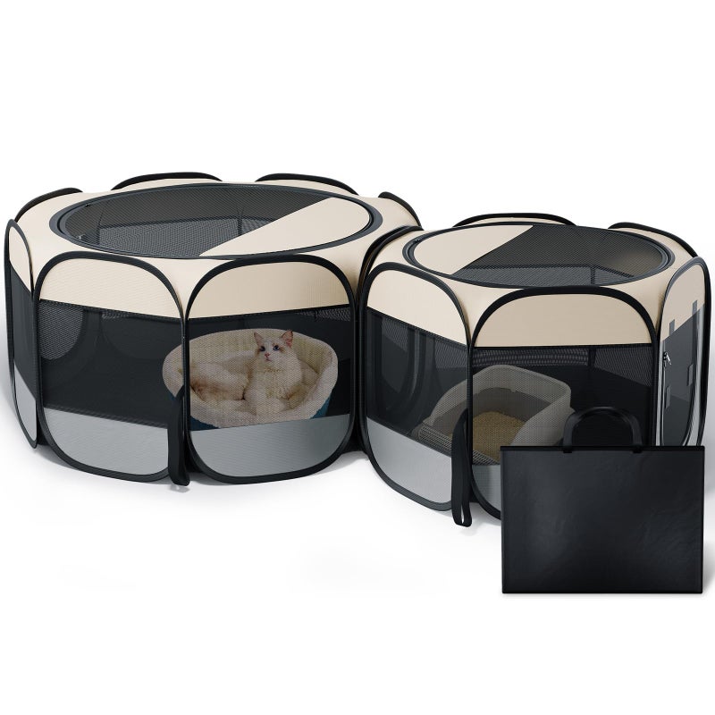 Petcozife Cat Playpen, 72"x 24" Large Portable Puppy Playpen, 2-Room Foldable Dog Playpen for Indoor Outdoor Dogs, Cats, Small Animals with Carrying Case - Image 1