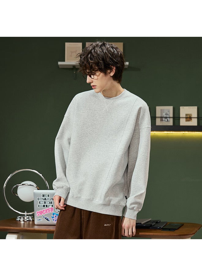 TonLion Tangshi Autumn Men's Solid Color Panel Design Crewneck Sweatshirt - Image 2