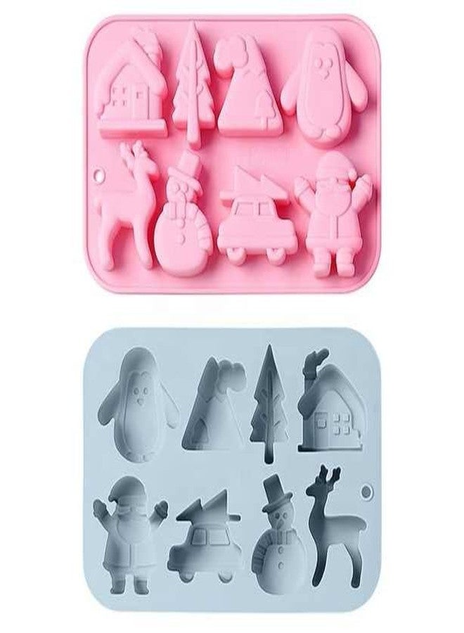 MARHABA TRADERS Christmas Silicone Mold,Candies Baking Molds Silicone | Silicone Non-Stick Christmas Theme Elk, Cars, Snowman, Santa, Penguin Houses Silicone Mold for DIY - Image 1