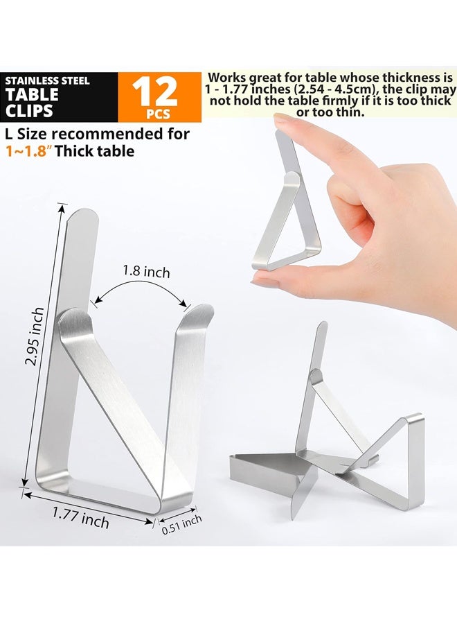 12 Pack Tablecloth Clips - Heavy Duty Picnic Table Clips, Stainless Steel Table Cloth Cover Clamps, Table Cloth Holders Ideal for Restaurant Picnics Marquees Weddings Graduation Party - Image 2