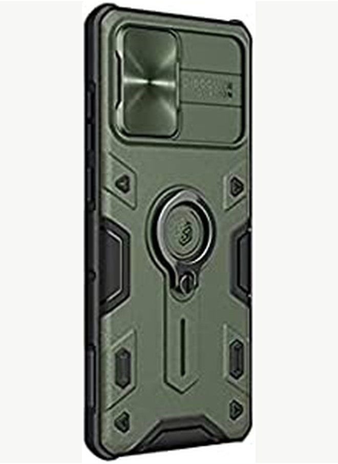 Generic - Discover Innovation With Armor Back Case With Ring From (Nillkin), Camera Sliding Shield For Samsung Galaxy Note 20 Ultra - Green - Image 1