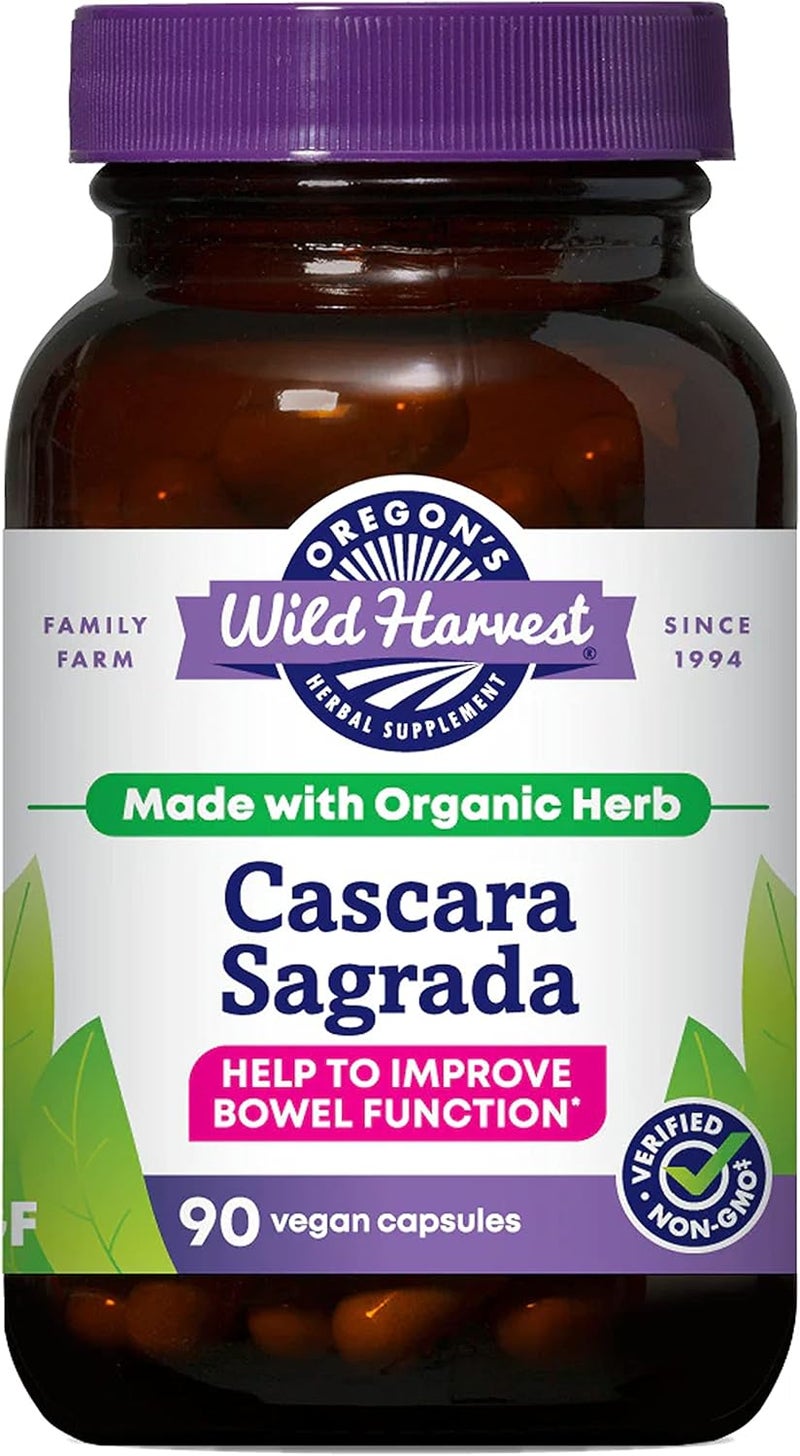 Oregon's Wild Harvest Oregon's Wild Harvest Cascara Sagrada Capsules - Organic Herbal Natural Laxative for Short-Term Constipation Relief 
