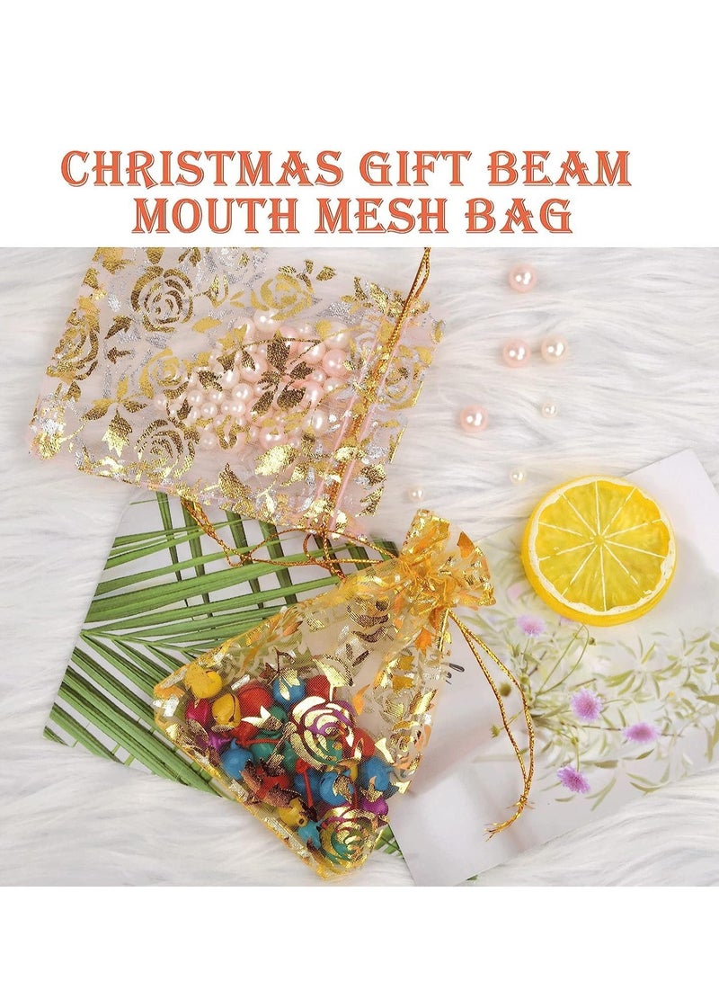 SOLARAE 50Pcs Organza Gift Bags 9 x 12 cm Multicolored Rose Flower Small Favour Jewelry Pouches with Drawstring for Wedding Baby Shower Mesh Jewellery Bag Anniversary Party - Image 5