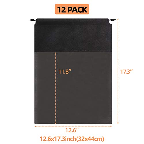 TENABORT 12 Pack Portable Shoe Bags for Travel Large Shoes Pouch Storage Organizer Clear Window with Drawstring for Men and Women Black - Image 2