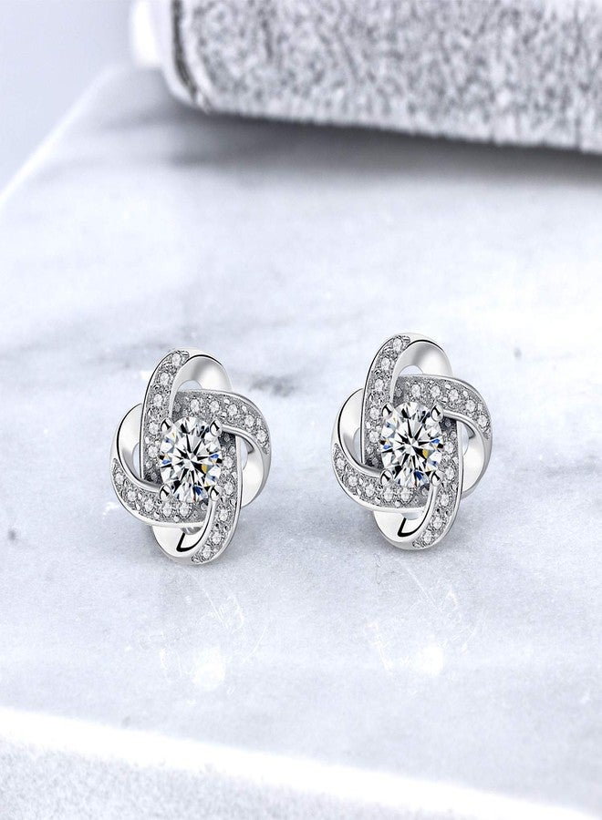 YOQUCOL Cubic Zirconia Crystal Geometry Cross Clip On Earrings Non Pierced Jewellery Elegant Stud For Women - Image 2