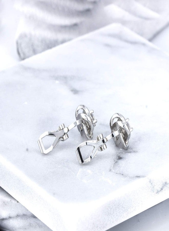 YOQUCOL Cubic Zirconia Crystal Geometry Cross Clip On Earrings Non Pierced Jewellery Elegant Stud For Women - Image 4