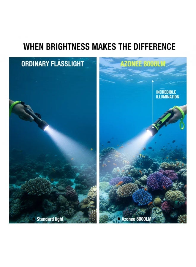 Y&D Azonee Scuba Diving Light, Super Bright 8000LM LED Scuba Diving Flashlight Waterproof Underwater Torch Light Lamp 50M Effective Range for Camping Hiking Boating - Image 5
