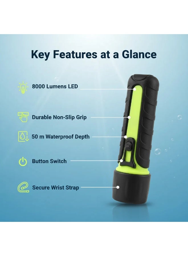 Y&D Azonee Scuba Diving Light, Super Bright 8000LM LED Scuba Diving Flashlight Waterproof Underwater Torch Light Lamp 50M Effective Range for Camping Hiking Boating - Image 3
