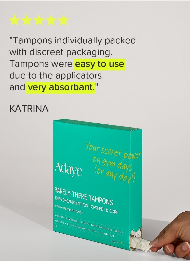 Adaye - Adaye Organic Tampons for Women | 100% Cotton with Applicator | Hypoallergenic, Unscented & Leak-Proof | Sustainable & Plastic-Free Tampons (Pack of 12) – Regular - Image 1