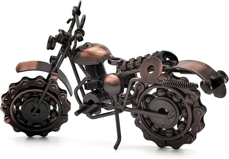 Tipmant Antique Vintage Motorcycle Model Retro Iron Metal Bicycle Vehicle Office Home Décor Room Desk Decoration Ornaments Handmade Handcrafts Collections (Motorcycle) - Image 1