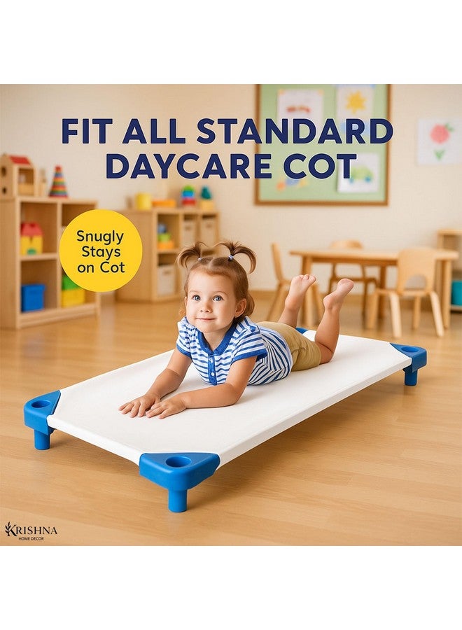 KRISHNA Daycare Cot Sheets for Toddler and Preschool with Corner Elastic Loops, Soft & Comfortable Brushed Microfiber Crib Sheet Kids Naptime, 22" x 40", Pack of 6, White - Image 5