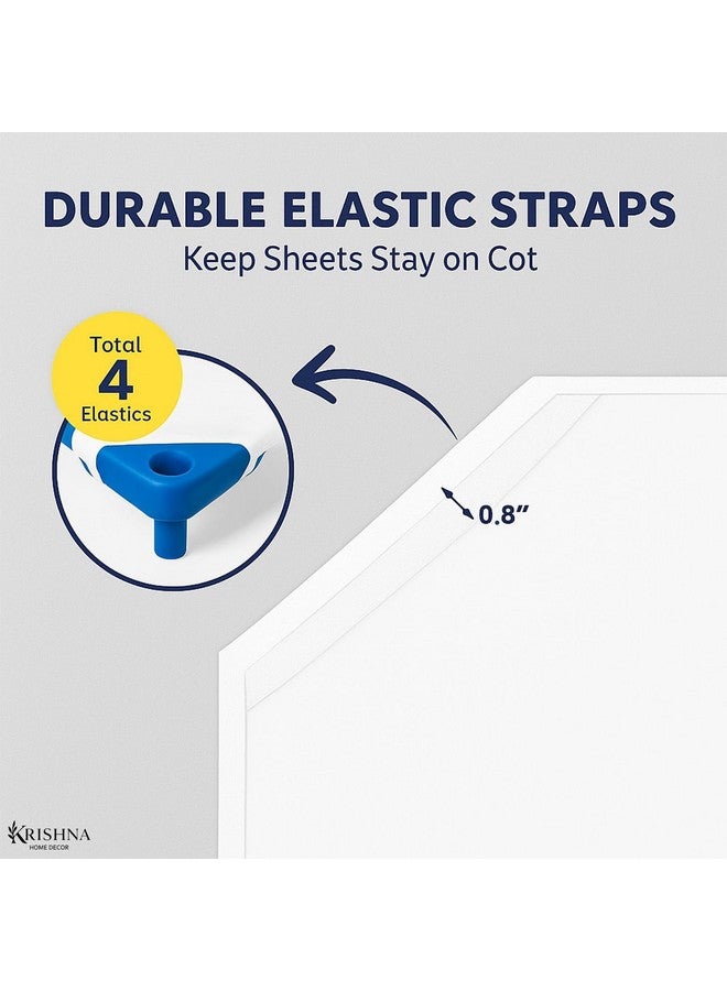 KRISHNA Daycare Cot Sheets for Toddler and Preschool with Corner Elastic Loops, Soft & Comfortable Brushed Microfiber Crib Sheet Kids Naptime, 22" x 40", Pack of 6, White - Image 3
