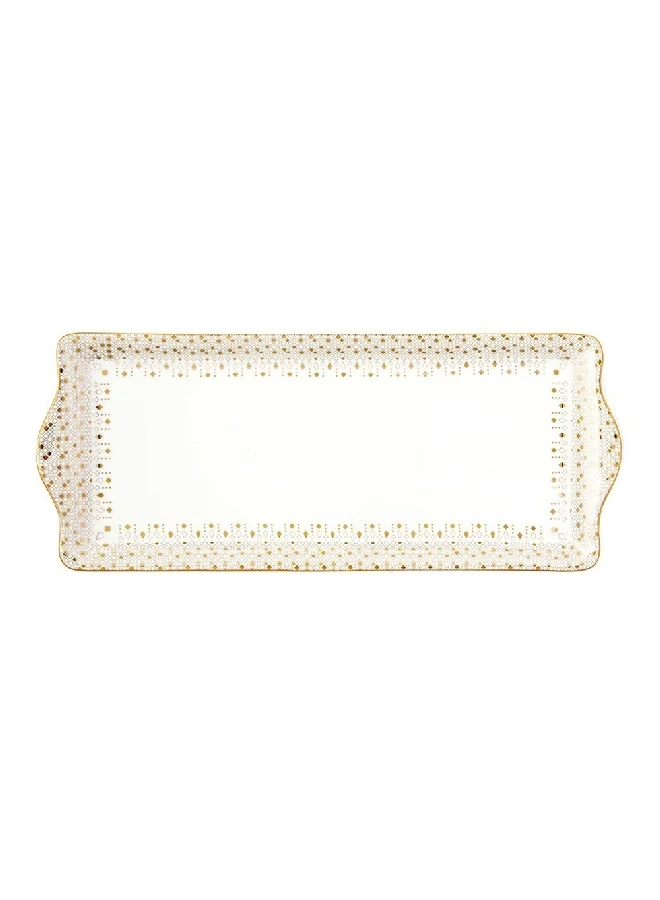 Easy Life Elegant Design Rectangular Shaped Serving Platter White and Gold 35 x 15 cm R1109/SA#FESV