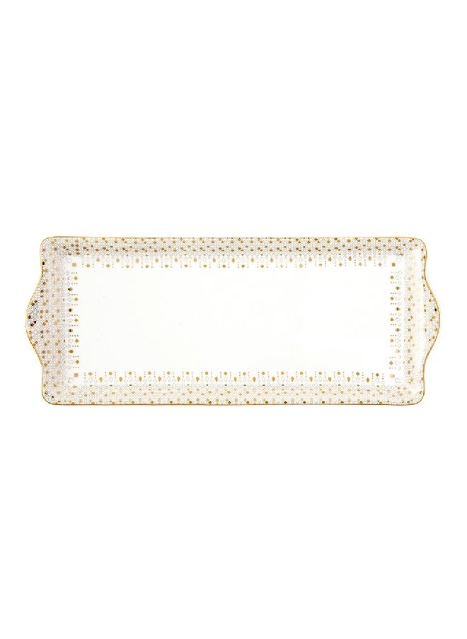 Easy Life Elegant Design Rectangular Shaped Serving Platter White and Gold 35 x 15 cm R1109/SA#FESV  - Image 1