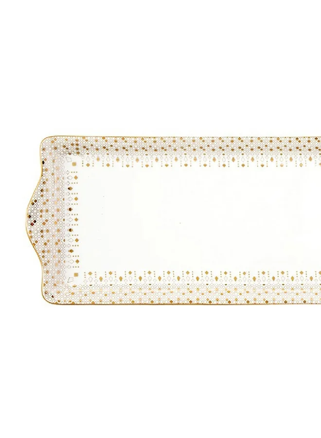 Easy Life Elegant Design Rectangular Shaped Serving Platter White and Gold 35 x 15 cm R1109/SA#FESV