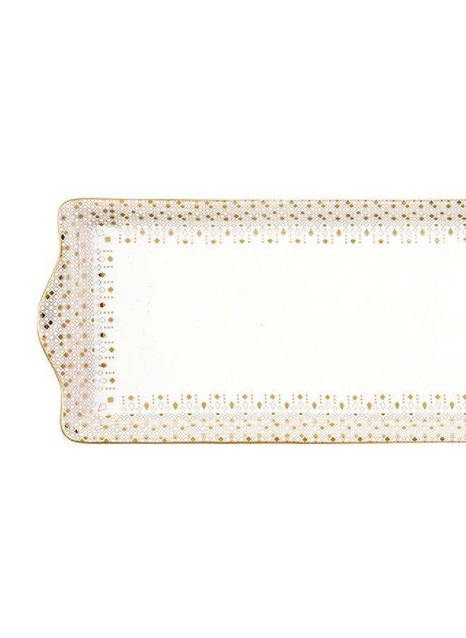 Easy Life Elegant Design Rectangular Shaped Serving Platter White and Gold 35 x 15 cm R1109/SA#FESV  - Image 3