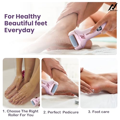 NexLev Foot Callus Remover Electric Scrubber & Shaver for Dead, Hard & Cracked Skin Professional Pedicure at Home Waterproof Type C 3 Crystal Quartz Heads for Men and Women CR-01 - Image 2