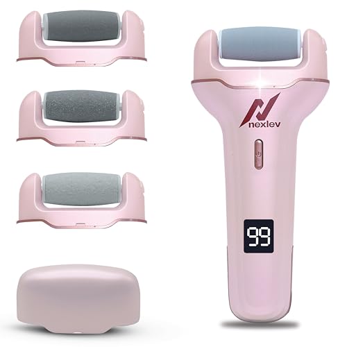 NexLev Foot Callus Remover Electric Scrubber & Shaver for Dead, Hard & Cracked Skin Professional Pedicure at Home Waterproof Type C 3 Crystal Quartz Heads for Men and Women CR-01 - Image 1