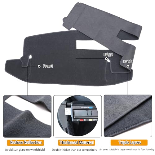 BLIBLIUNIT Dashboard Cover Custom Fit for Chevy Chevrolet/GMC Sierra C1500 C2500 C3500 K1500 K2500 K3500 Pickup Truck 1988-1994 Dash Cover Mat (88-94,Gray) - Image 3