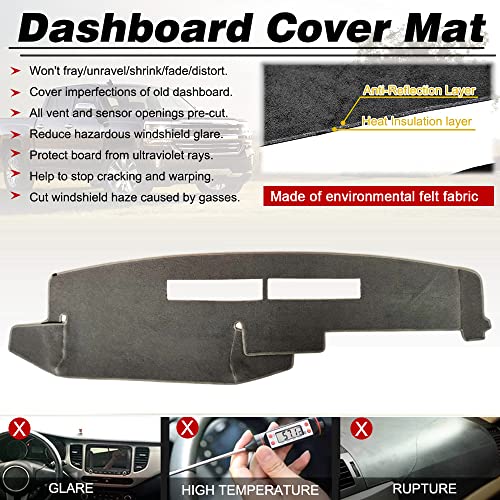 BLIBLIUNIT Dashboard Cover Custom Fit for Chevy Chevrolet/GMC Sierra C1500 C2500 C3500 K1500 K2500 K3500 Pickup Truck 1988-1994 Dash Cover Mat (88-94,Gray) - Image 2