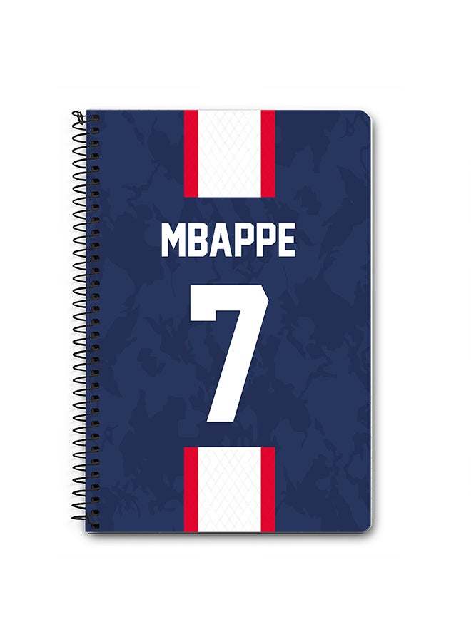 Stylizedd Designer A5 Spiral Notebook Memo Notepad Journal -  Football Player Name - Mbappe Jersey no 7 Design B
