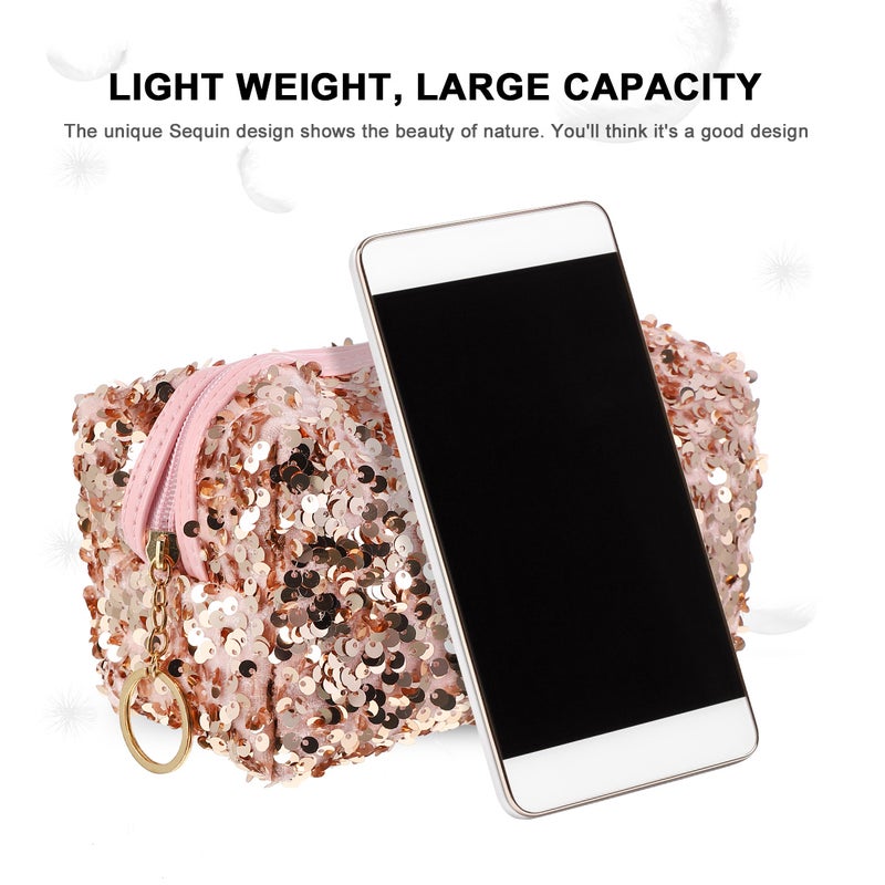 1Pc Sequin Square Storage Bag Ladies Portable Cosmetic Bag Travel Toiletry Pouch - Image 3
