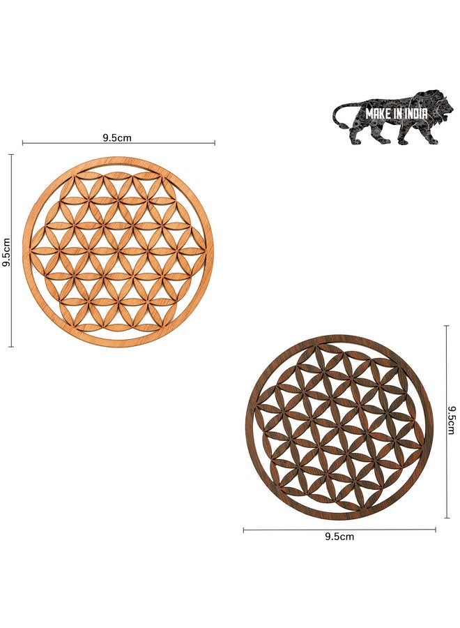 DULI™ Laser Cut MDF Wooden Coasters for Tea Coffee (Set of 4) (Floral Design) - Image 2